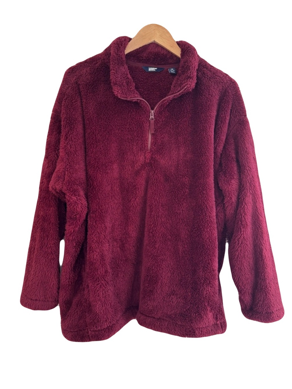 Lands’ End Cozy Plush Half-Zip Pullover - Deep Burgundy Size 1X
